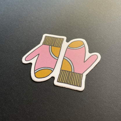 Yellow and Pink Glove Sticker